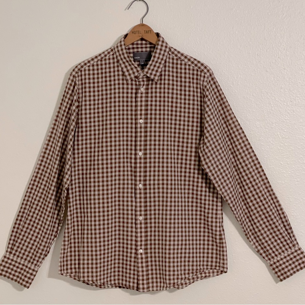 Vince - Long Sleeve Button Up - Gingham - 100% Cotton - Size Large